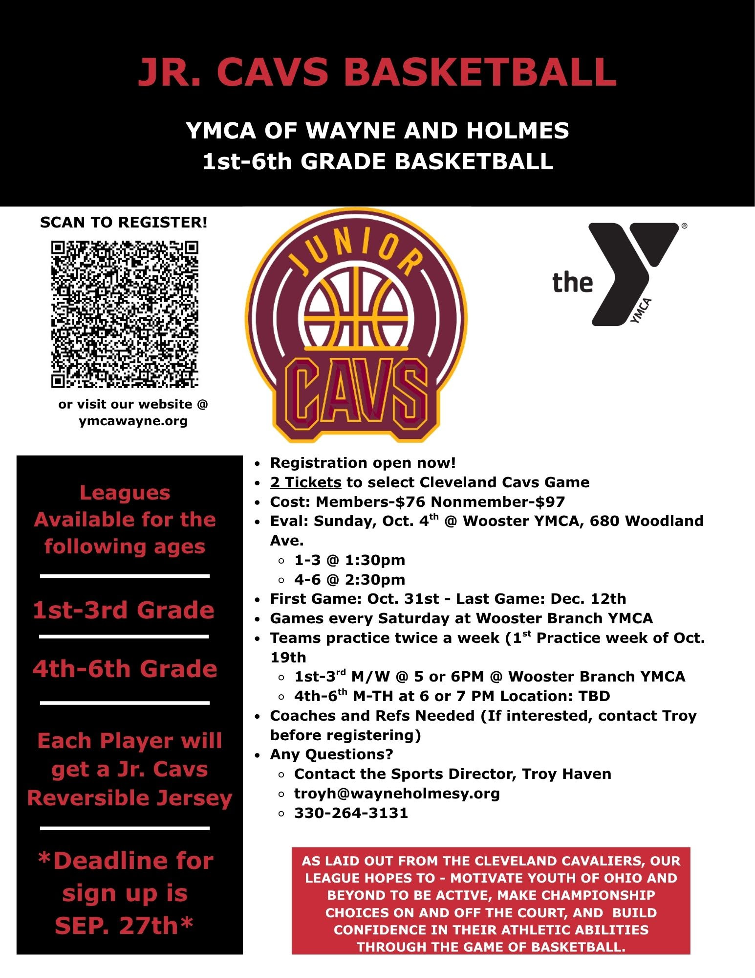 Jr Cavs Basketball Registration